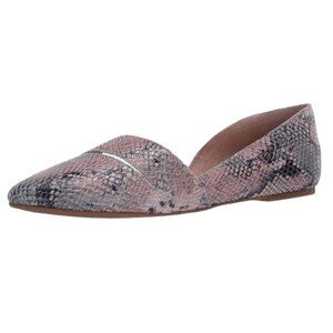 EUC Lucky Brand Snake Print Embossed Ashena Flats Shoes In Sweet Pea Leather
